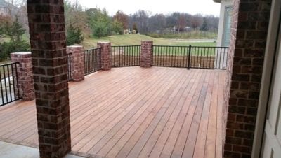 Cedar Deck with Aluminum Railing. Project photo from St. Louis Deck builder Easter. 