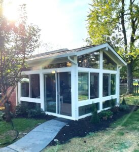 Exterior shot of a home after adding on a sunroom